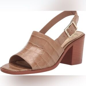 Vince Camuto Brendiza Sandals Leather Tan Croc Women’s Size 7.5 Minimalist